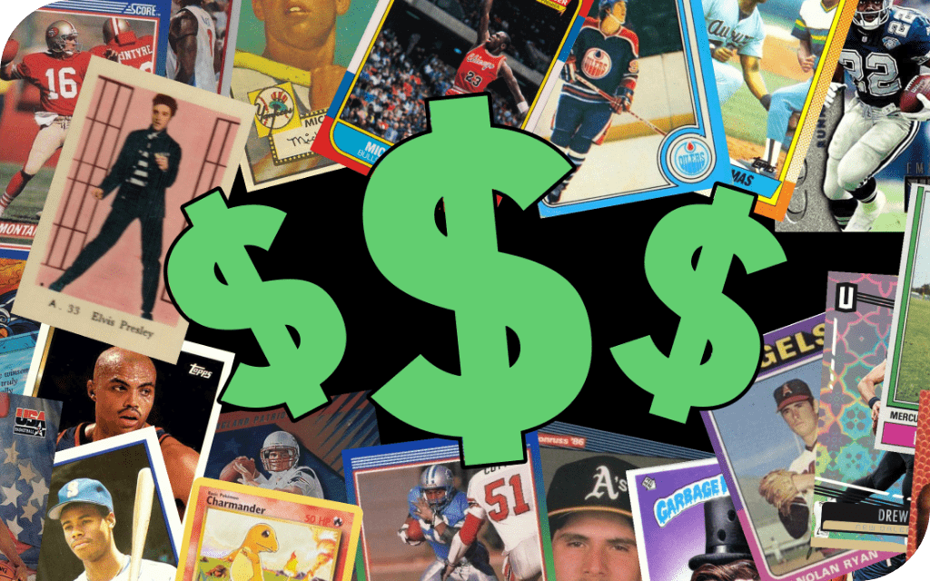 image of trading cards with dollar signs