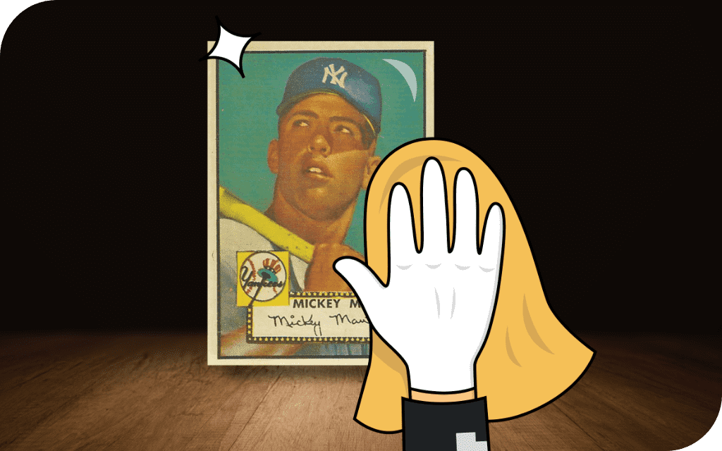 image of trading card being cleaned